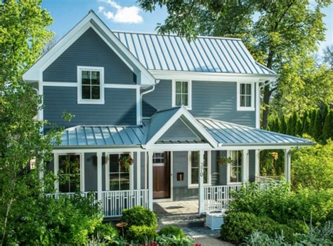 blue cottage house metal roof|blue roof exterior home ideas.